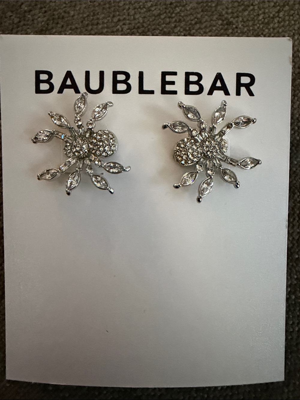 BaubleBar Silver Crystal Sunburst Stud Earrings